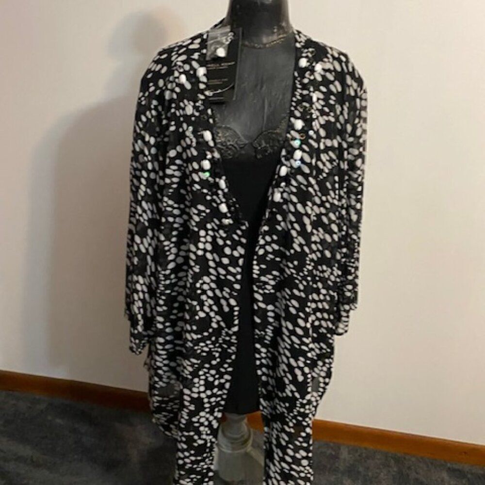 Russell Kemp Black Label Embellished Cardigan & Cami, size 4X